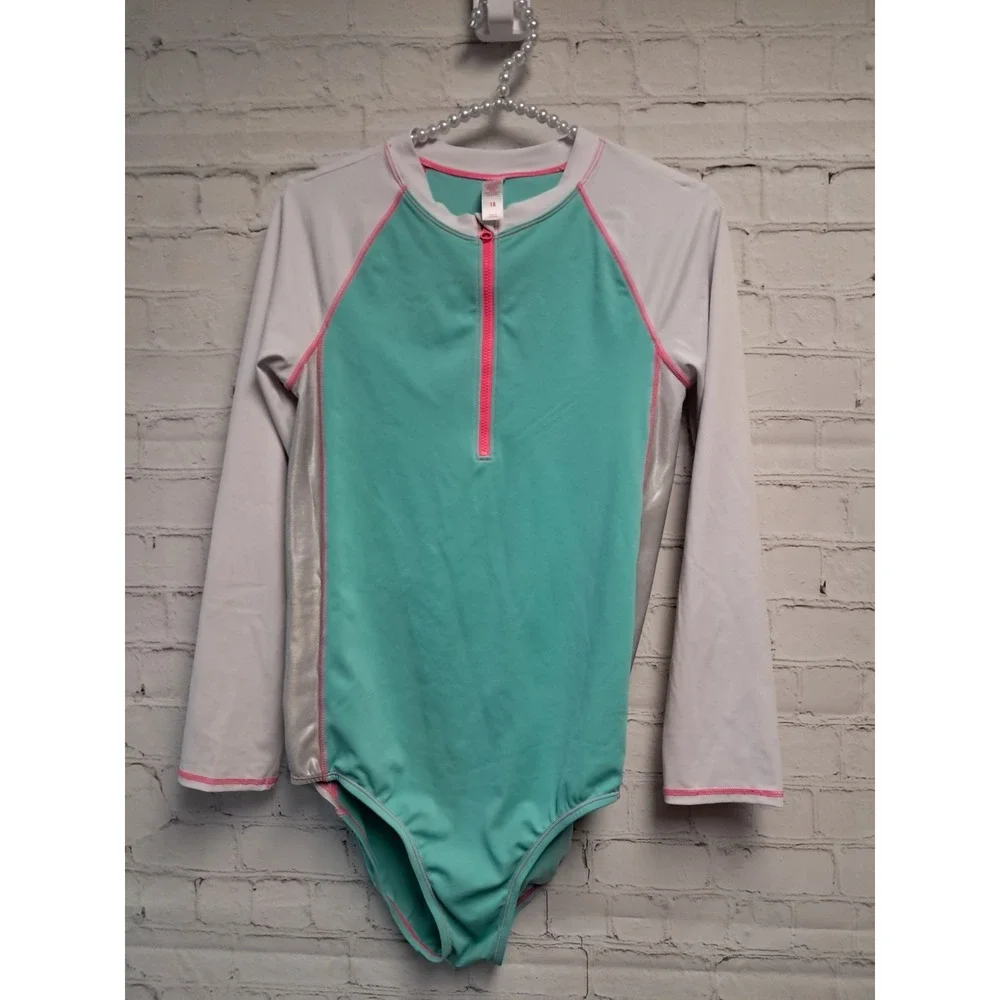 Girls Justice Bathing Suit. Size 18. Pink, Mint, And White. Has A Couple...